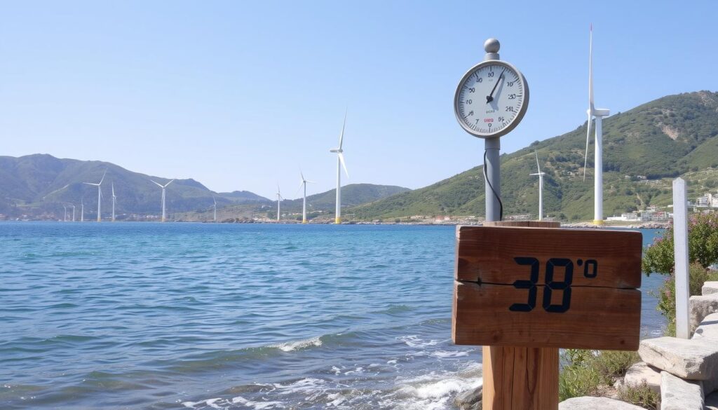 Wind- und Wassertemperatur März