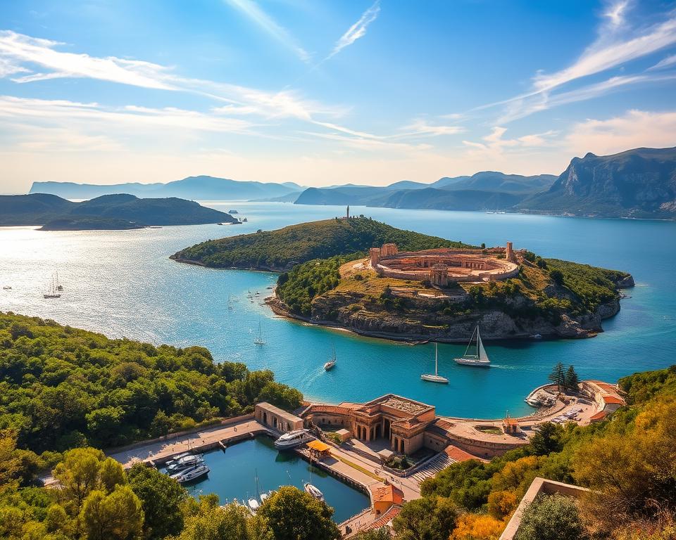 Lage Butrint an der Albanischen Riviera Lage Butrint an der Albanischen Riviera