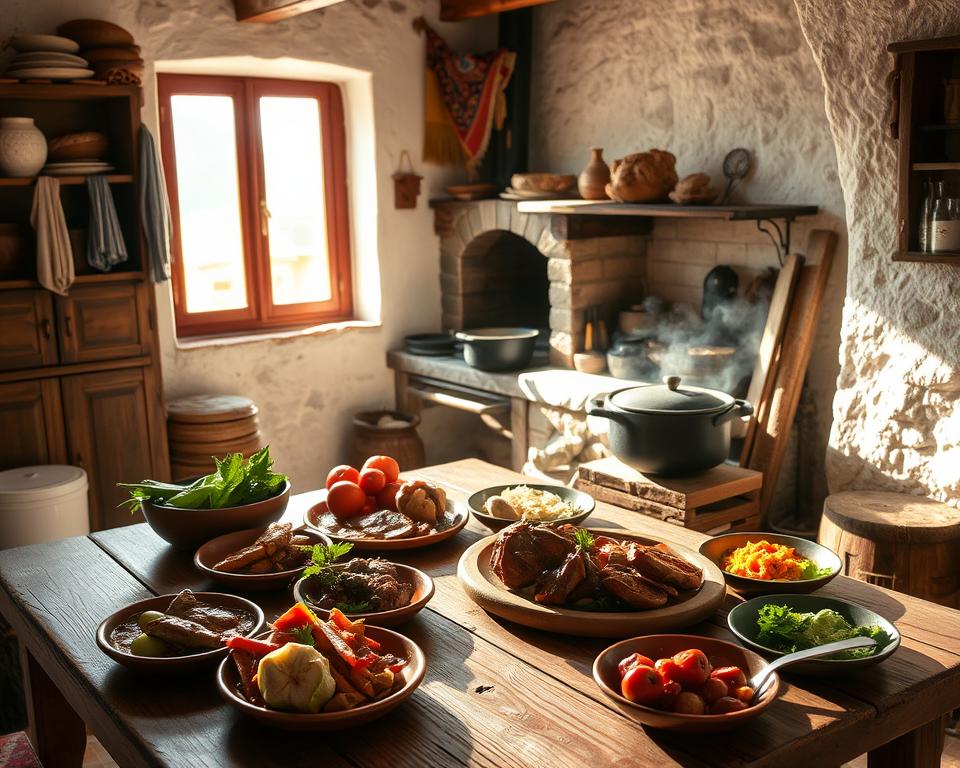 Traditionelle albanische Küche in Theth