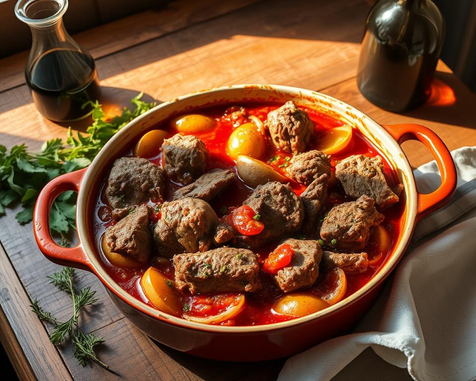 Zubereitung albanischer Lammauflauf