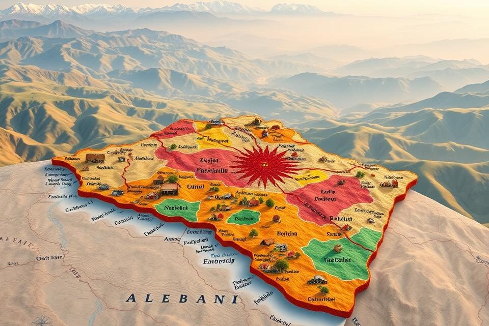 Harta e shqiperise etnike – Albanische Landkarte