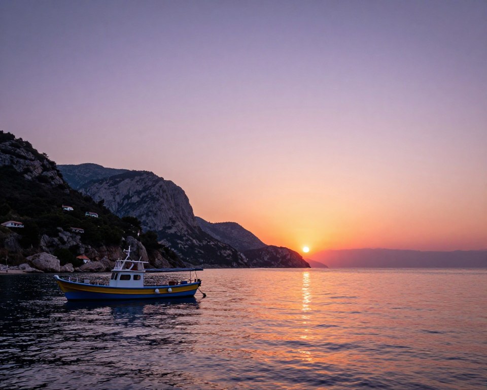 Bootsfahrt bei Sonnenuntergang vor Saranda