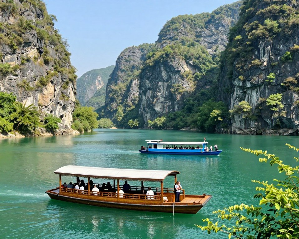 Bootstour und Fähre auf dem Koman-See