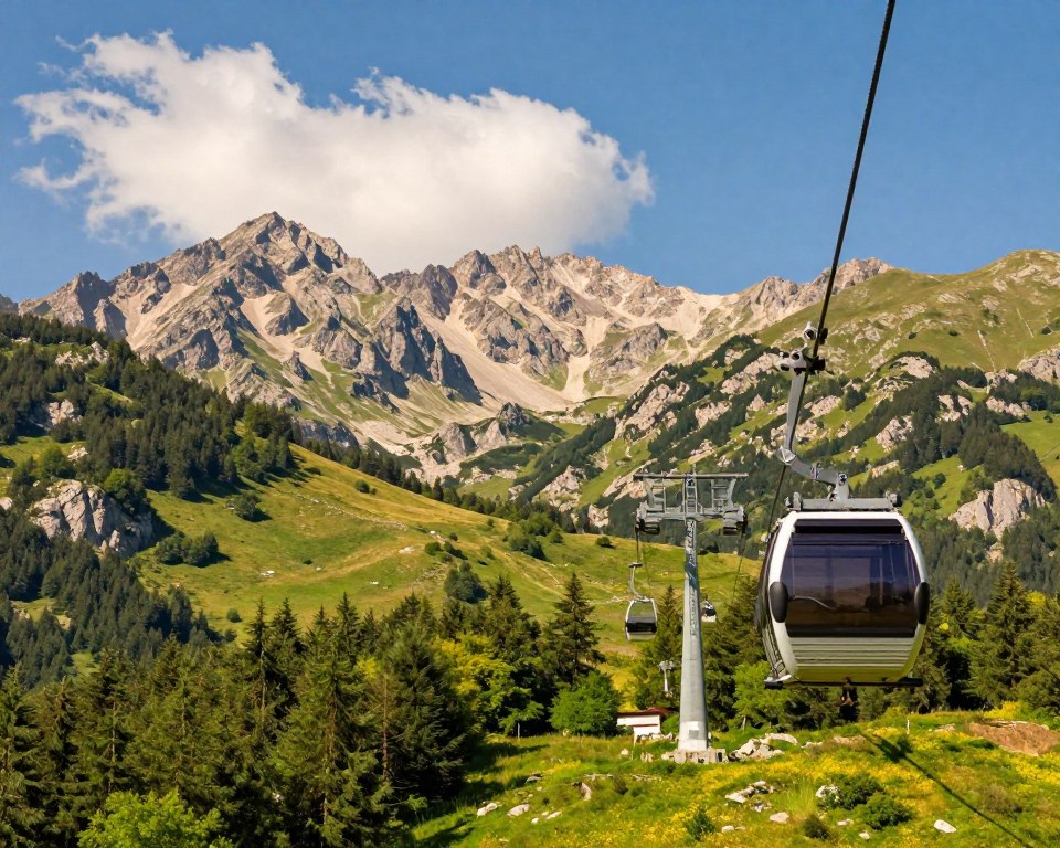 Dajti Ekspres Seilbahn auf dem Weg zur Bergstation