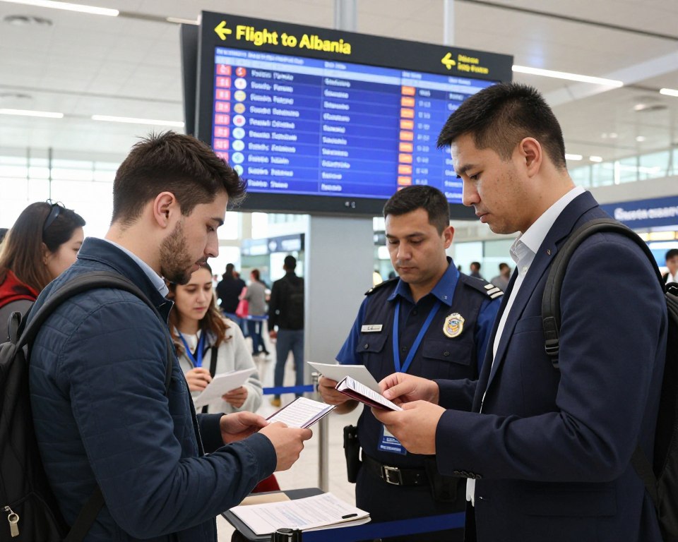 Flug nach Albanien und Dokumentenkontrolle am Flughafen Flug nach Albanien und Dokumentenkontrolle am Flughafen
