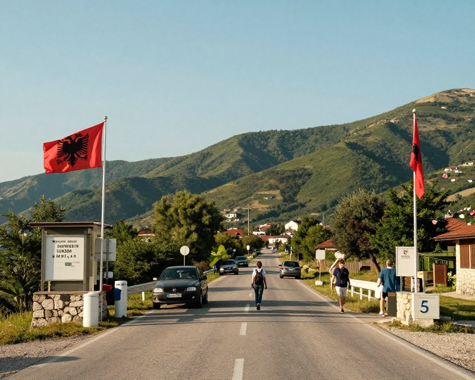Grenzübergang Montenegro Albanien bei Sukobin Muriqan Grenzübergang Montenegro Albanien bei Sukobin Muriqan