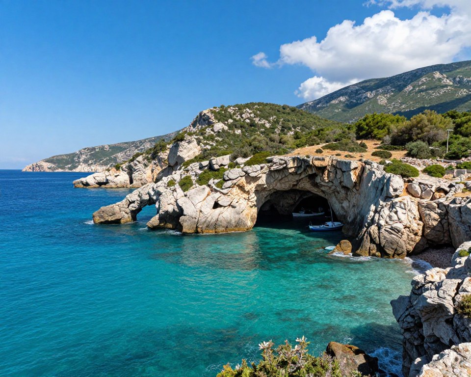 Haxhi-Ali-Höhle an der Küste von Karaburun Haxhi-Ali-Höhle an der Küste von Karaburun