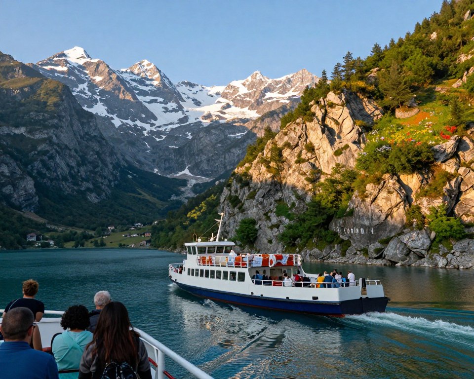 Koman-See Fähre bei der Anreise nach Valbona