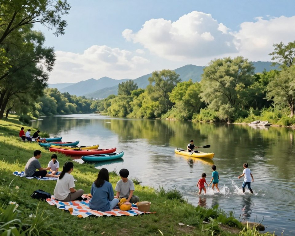Shala-Fluss Aktivitäten am Ufer